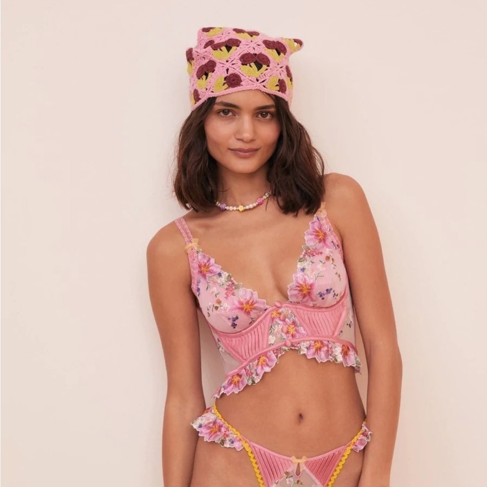 For Love & Lemons Plumeria Bouquet Bustier Size XXS